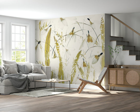 A beautiful golden abstract wallpaper mural for a modern home., GD5237