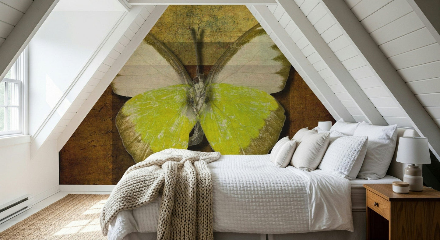 Unique abstract art, insect theme, brown and yellow wallpaper focus.