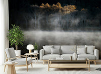 Peaceful moody forest edge Golden Woodland Solitude large wall covering.