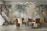 Woodland sunrise nature wall design
