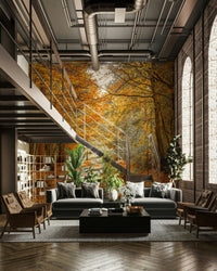 The colors are dominated by warm yellows and browns.

