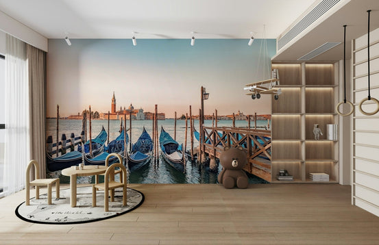 Serene Venice water dock view Gondola Dreams Wall Mural GD5056