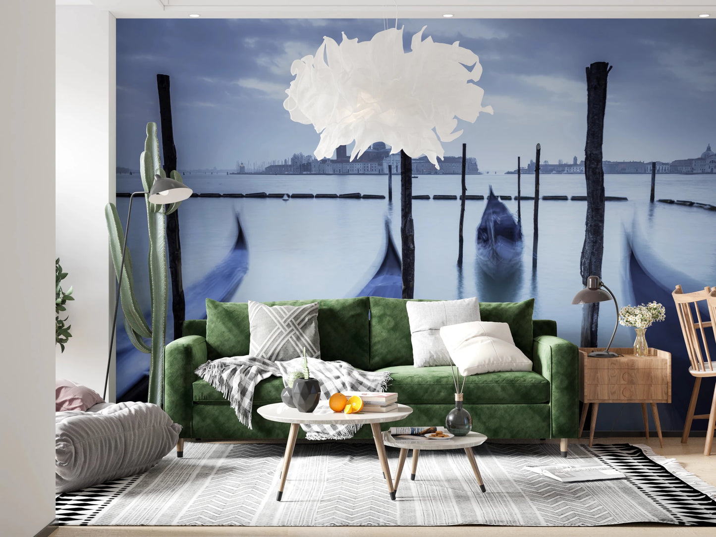 Hallway space with Gondolas in Lagoon wall mural lagoon view