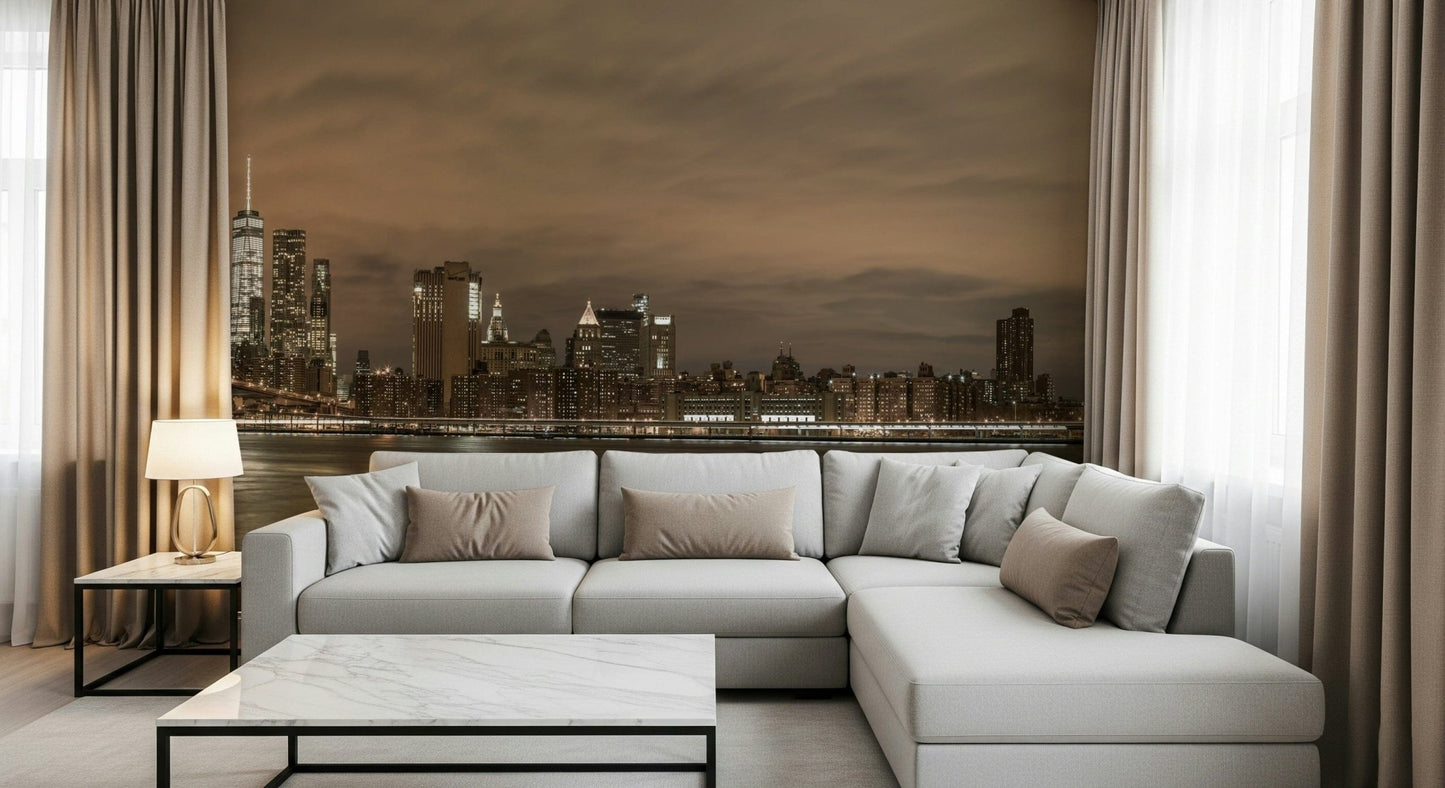 Decorative Gotham Bridgescape print mural, striking city perspective.