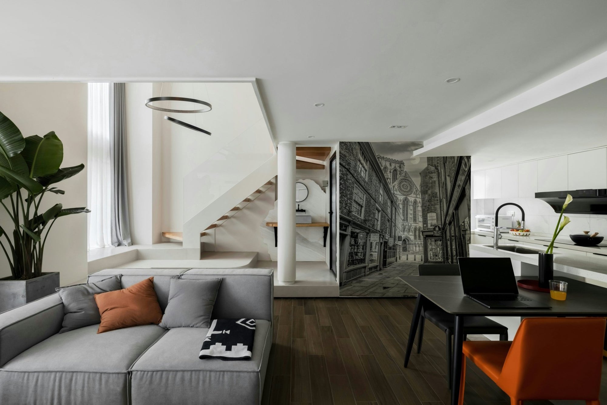 A beautiful Gothic alleyway wallpaper mural for a modern room., GD5136