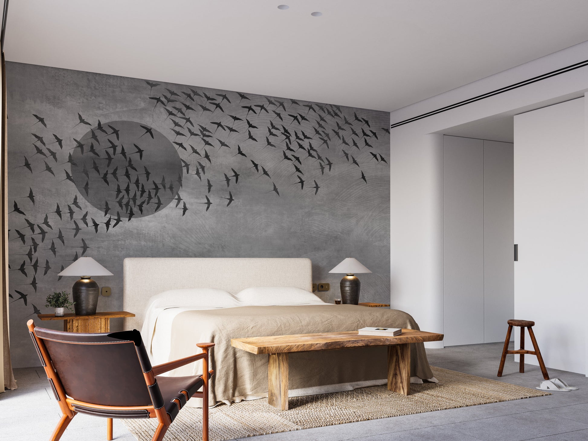 Gothic Flock Gray night mural wallpaper