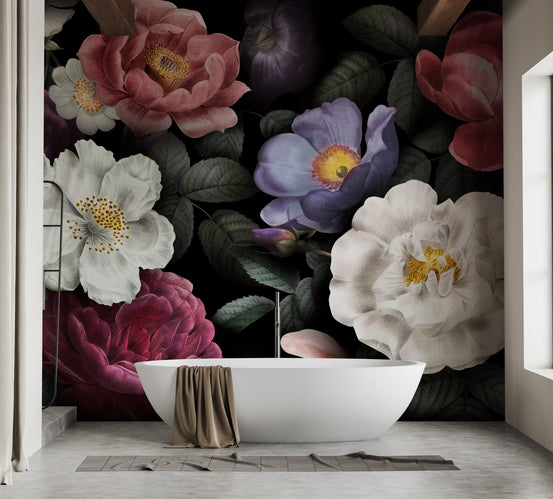 Flower Dark Background Wallpaper Mural A518
