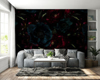 A wall mural of a peaceful floral pattern.

