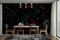 The image shows an artistic impression of a serene floral scene with a gothic feel.

