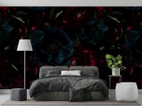 The colors are soft, muted tones of dark blue, purple, and gray.

