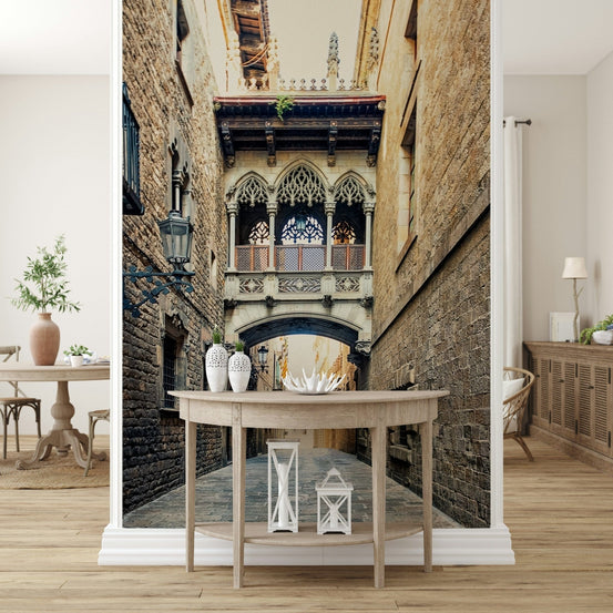 Gothic Quarter Archway Wall Mural with historic stone arch GD7325
