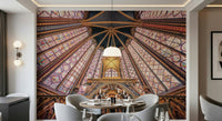Dining room updated with Gothic Radiance wall mural and radiant stained glass detail