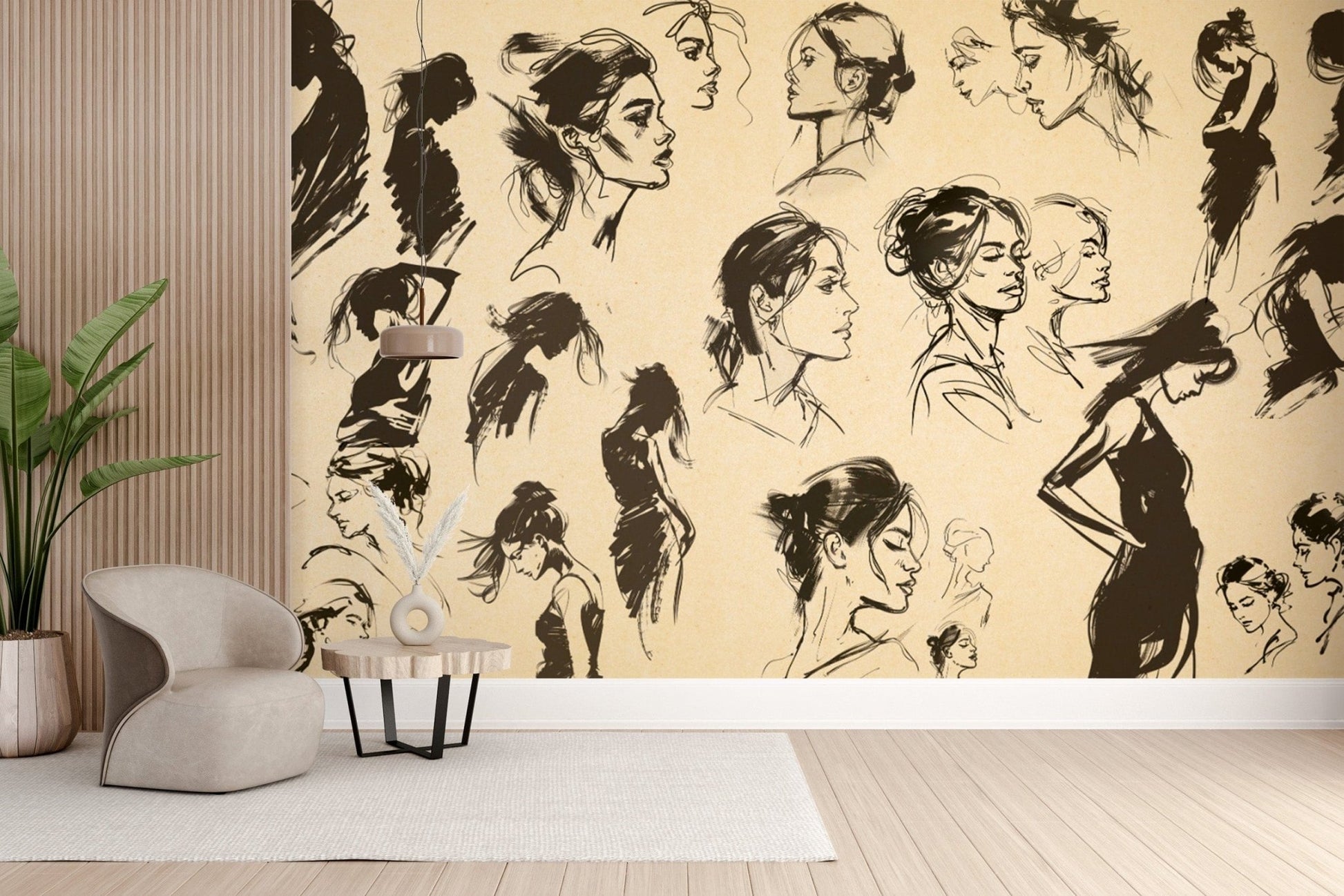 Grace in Black Wallpaper, modern and sleek.

