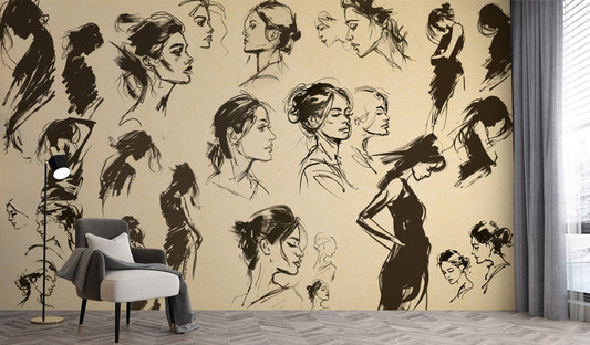 Grace in Black Wallpaper, elegant dark tones.

