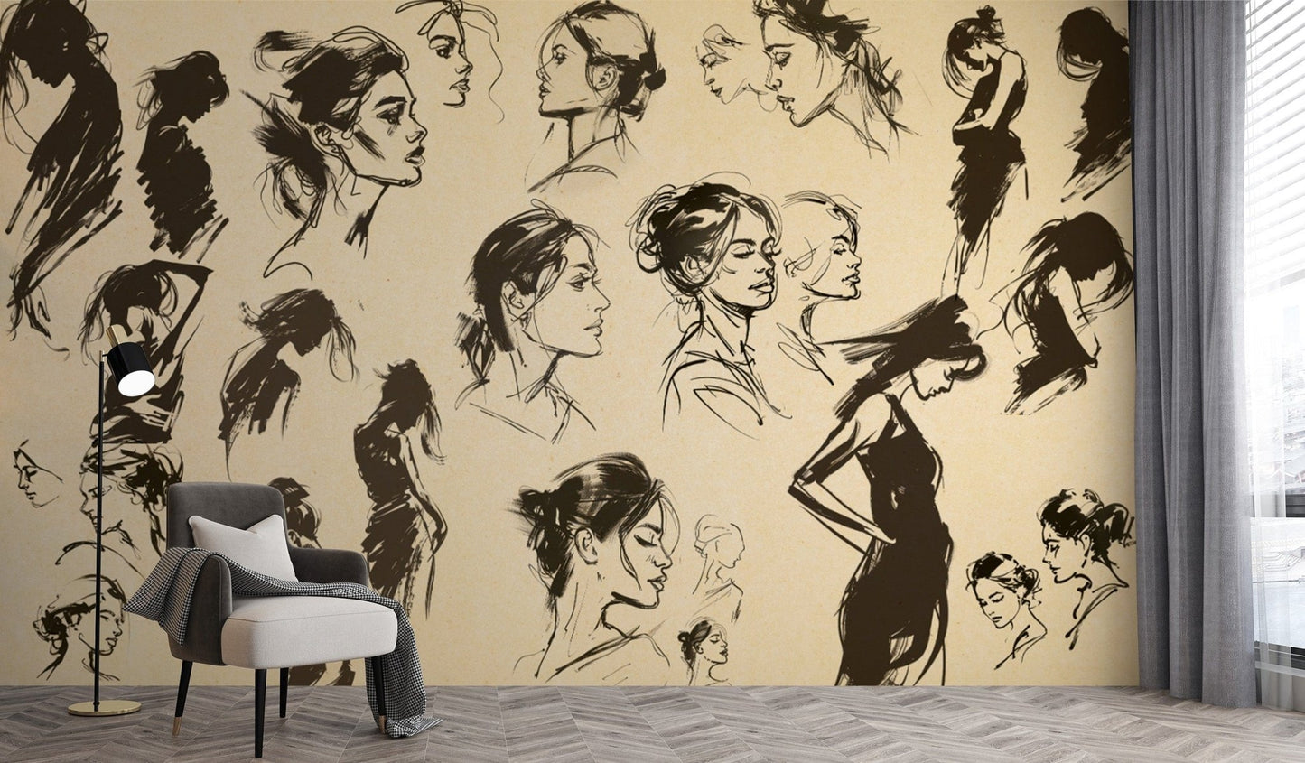 Grace in Black Wallpaper, elegant dark tones.

