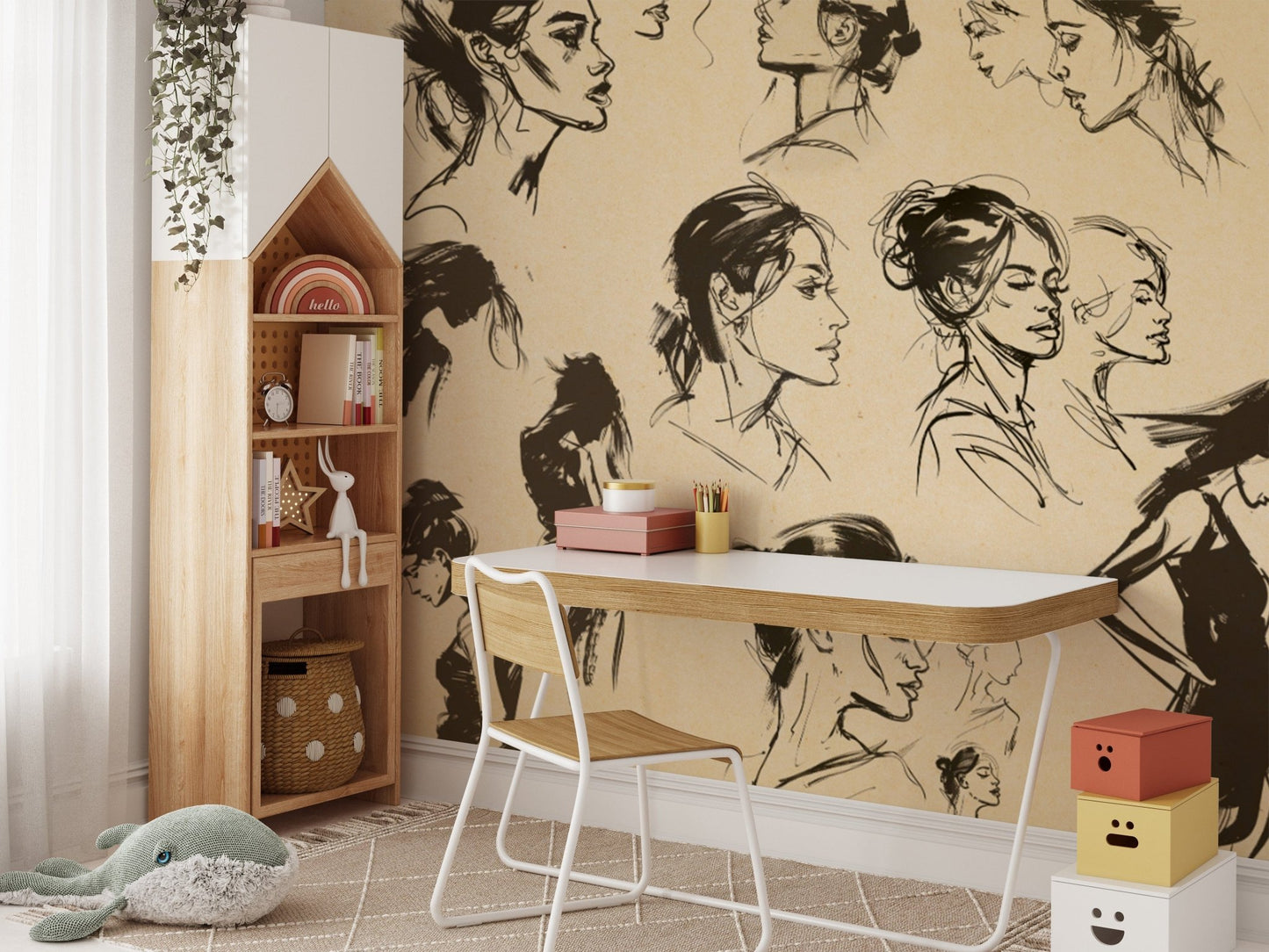 Minimalist Grace in Black Wallpaper style.

