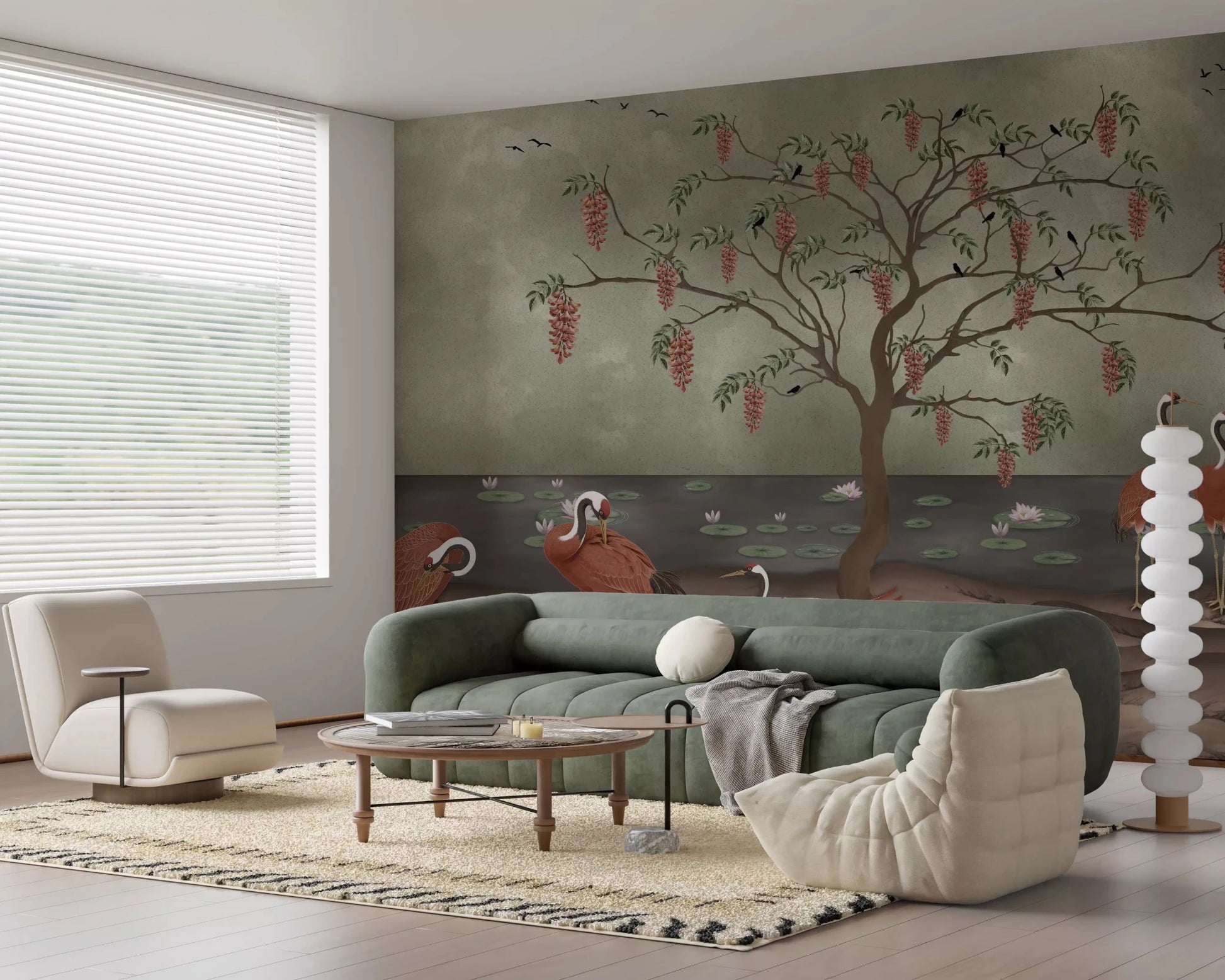 Graceful Cranescapes Wall Mural