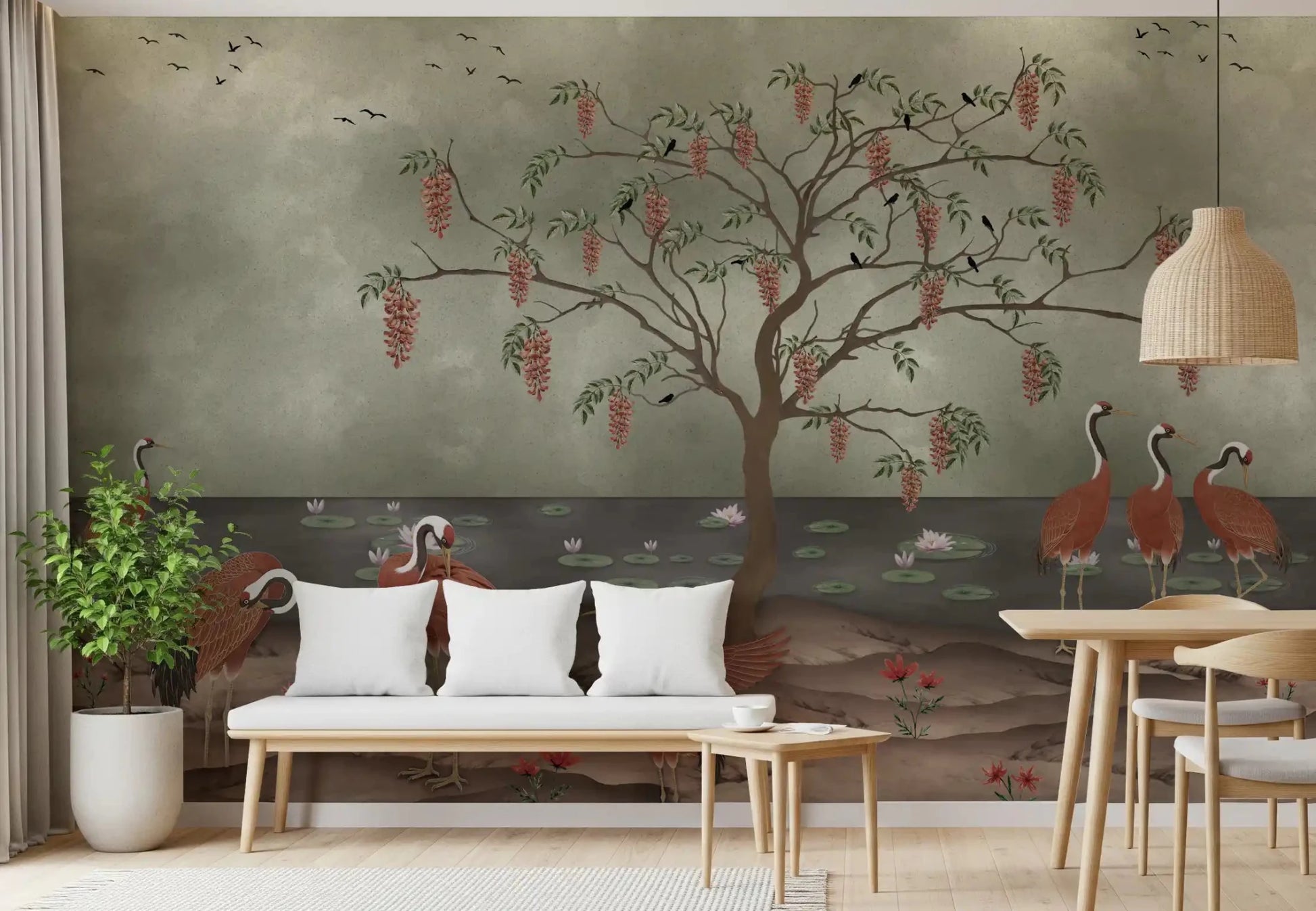 Graceful Cranescapes Wall Mural