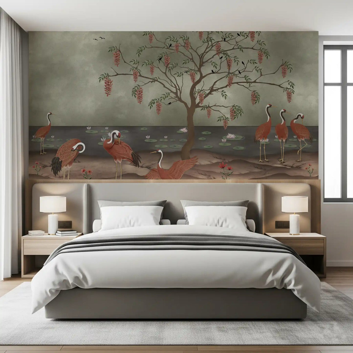 Graceful Cranescapes Wall Mural