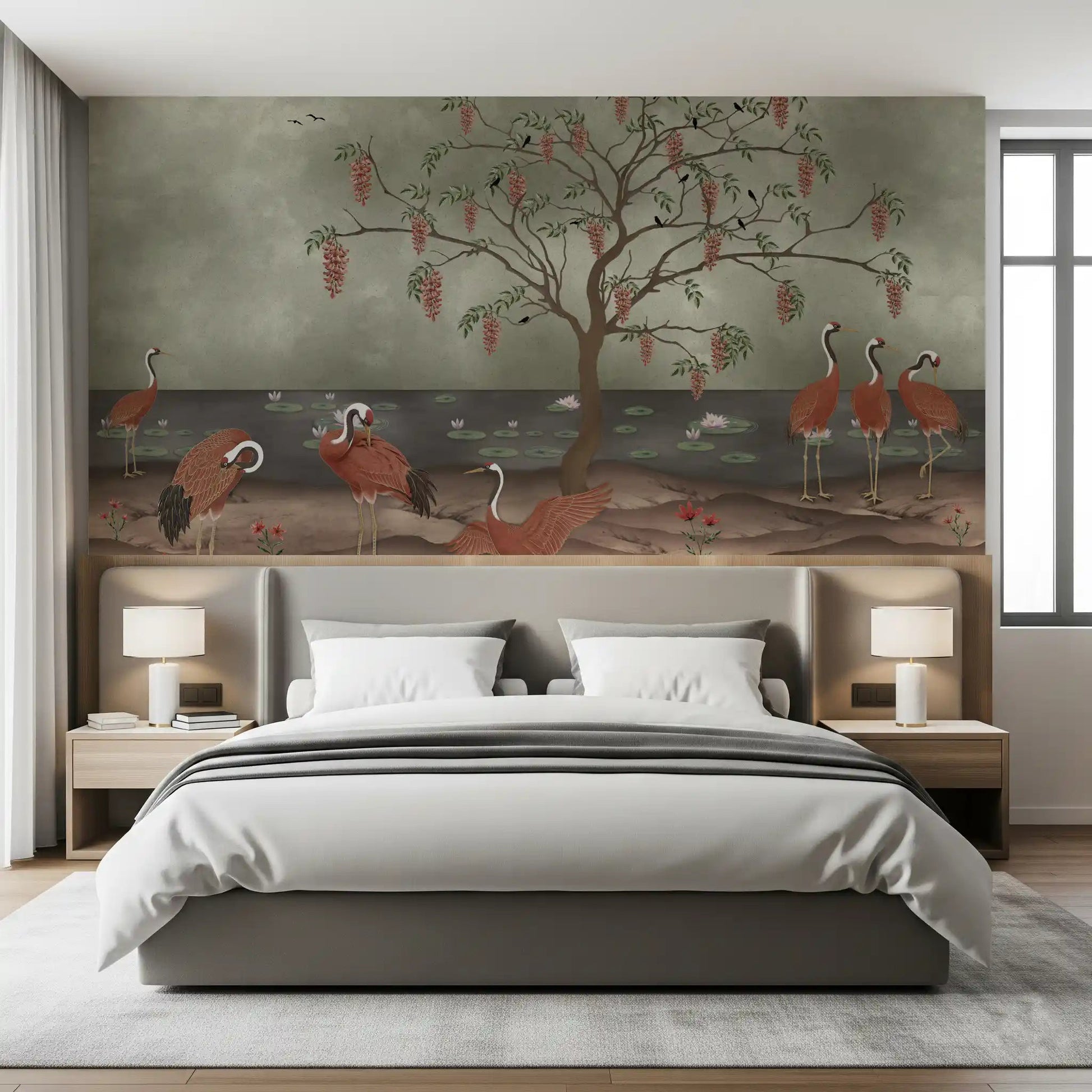 Graceful Cranescapes Wall Mural