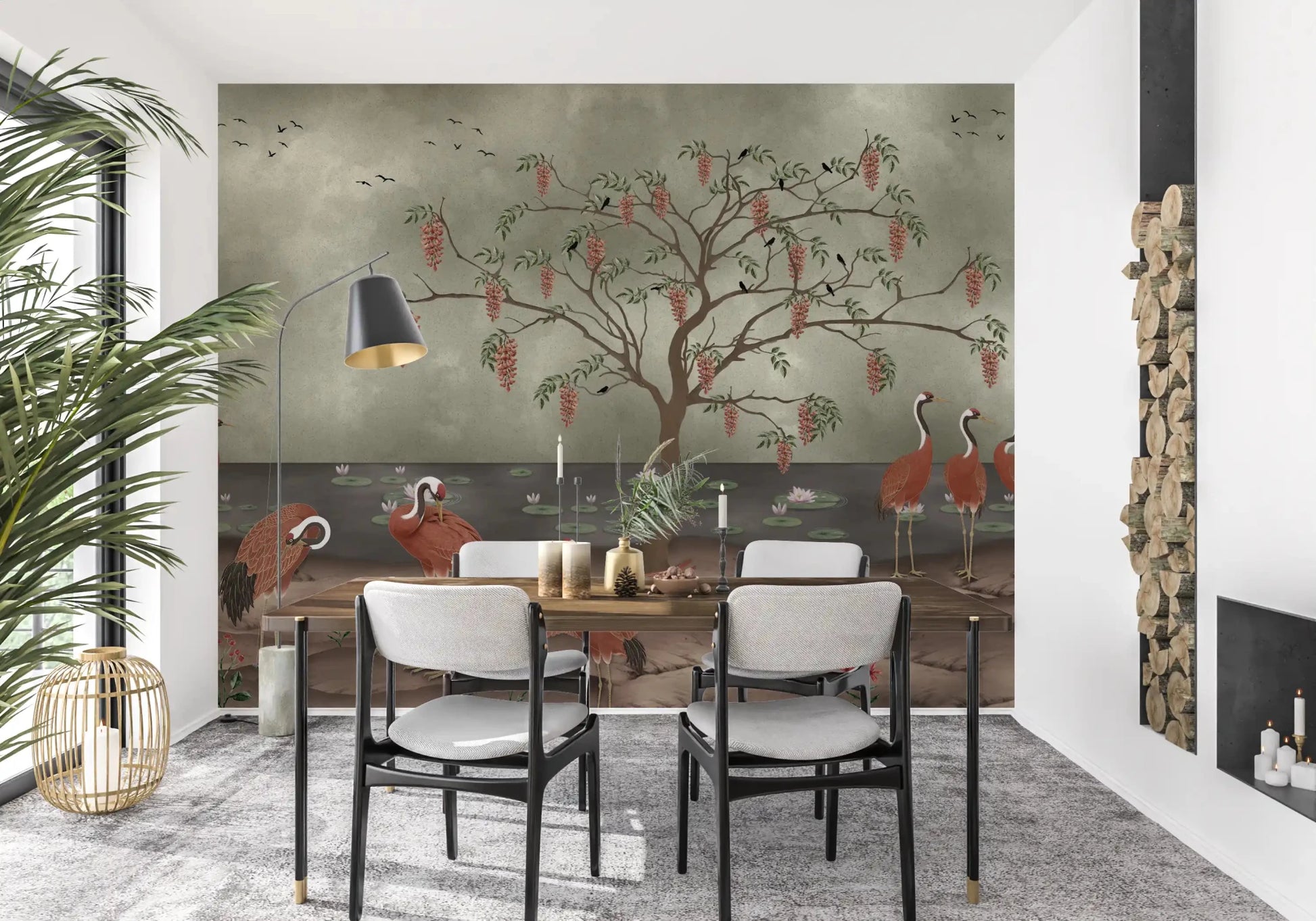 Graceful Cranescapes Wall Mural