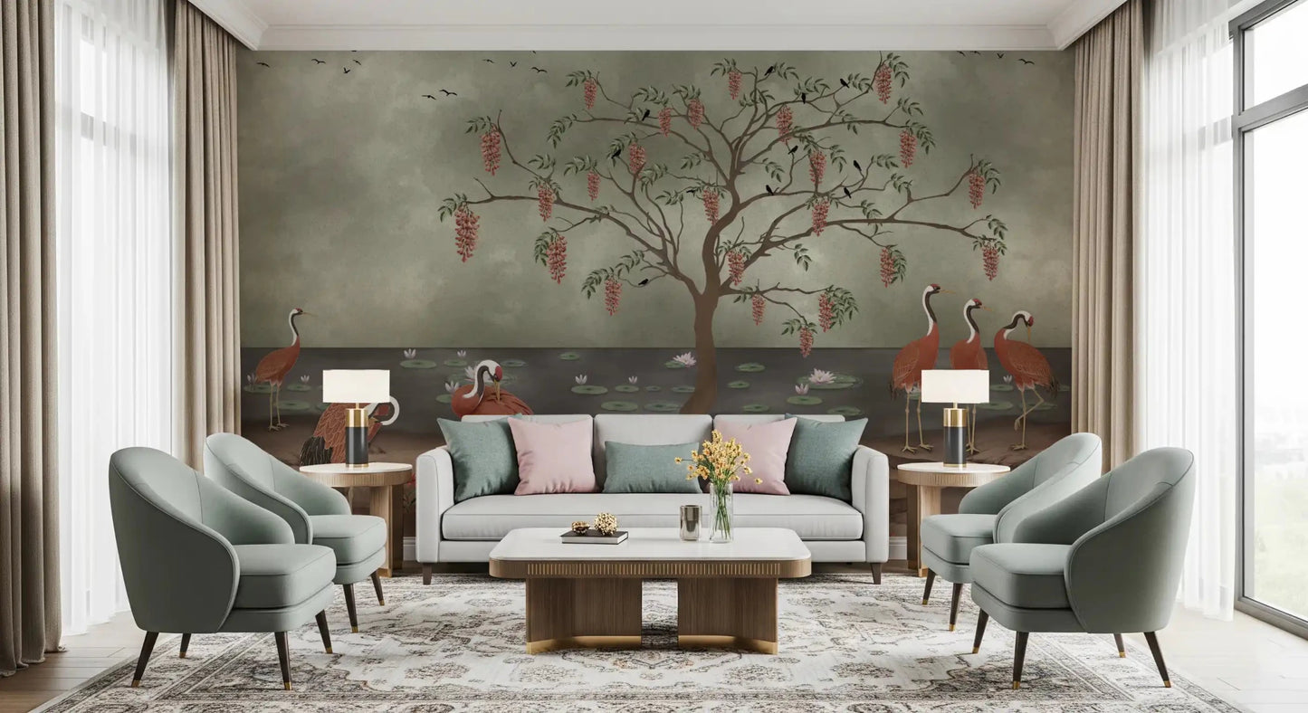 Graceful Cranescapes Wall Mural