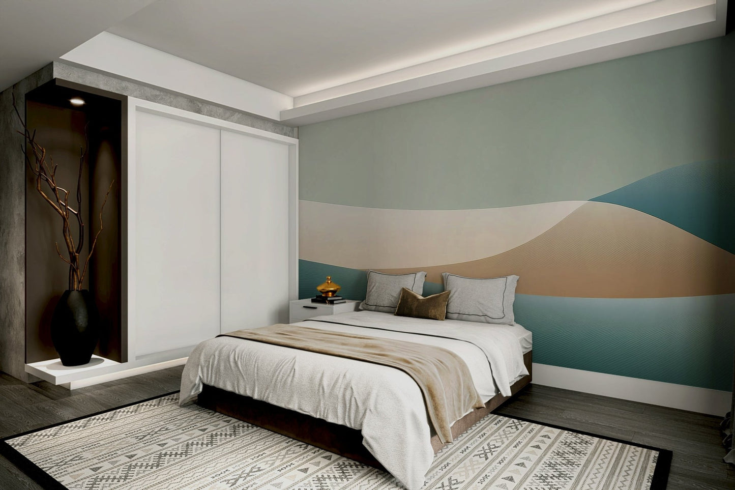 Soothing gradient transition wall mural for relaxing spaces

