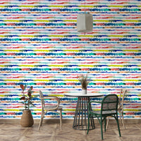 Hand-painted stripe mural wallpaper

