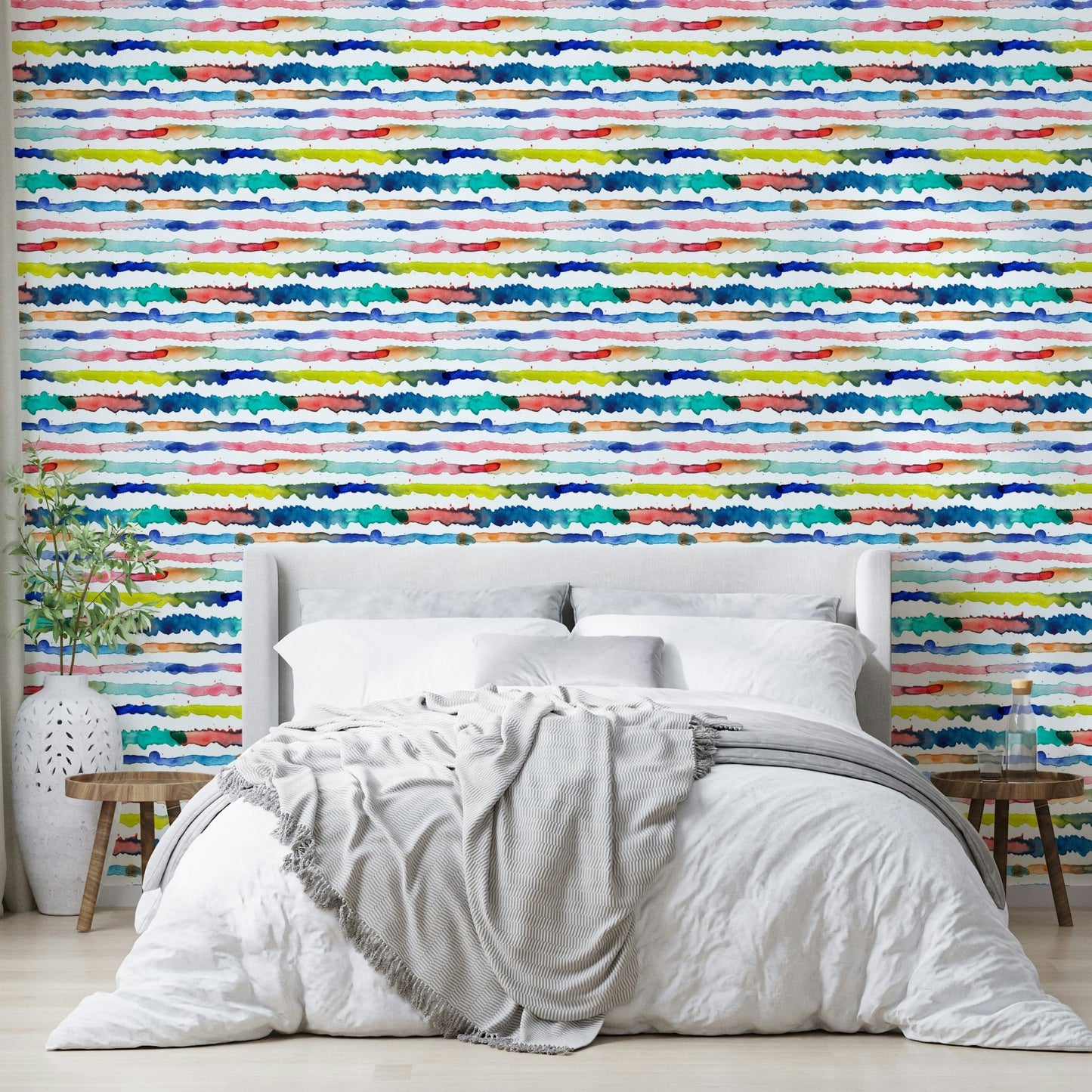 Expressive stripe wall mural

