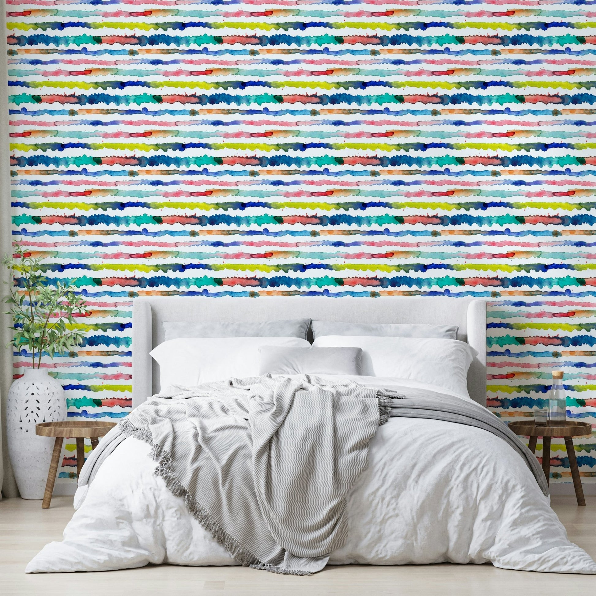 Expressive stripe wall mural

