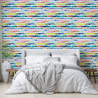 Expressive stripe wall mural

