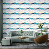 Blue watercolor stripes mural

