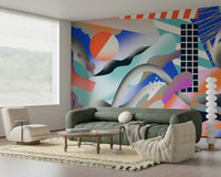 A graceful subtle pattern wall mural in cool, natural tones.
