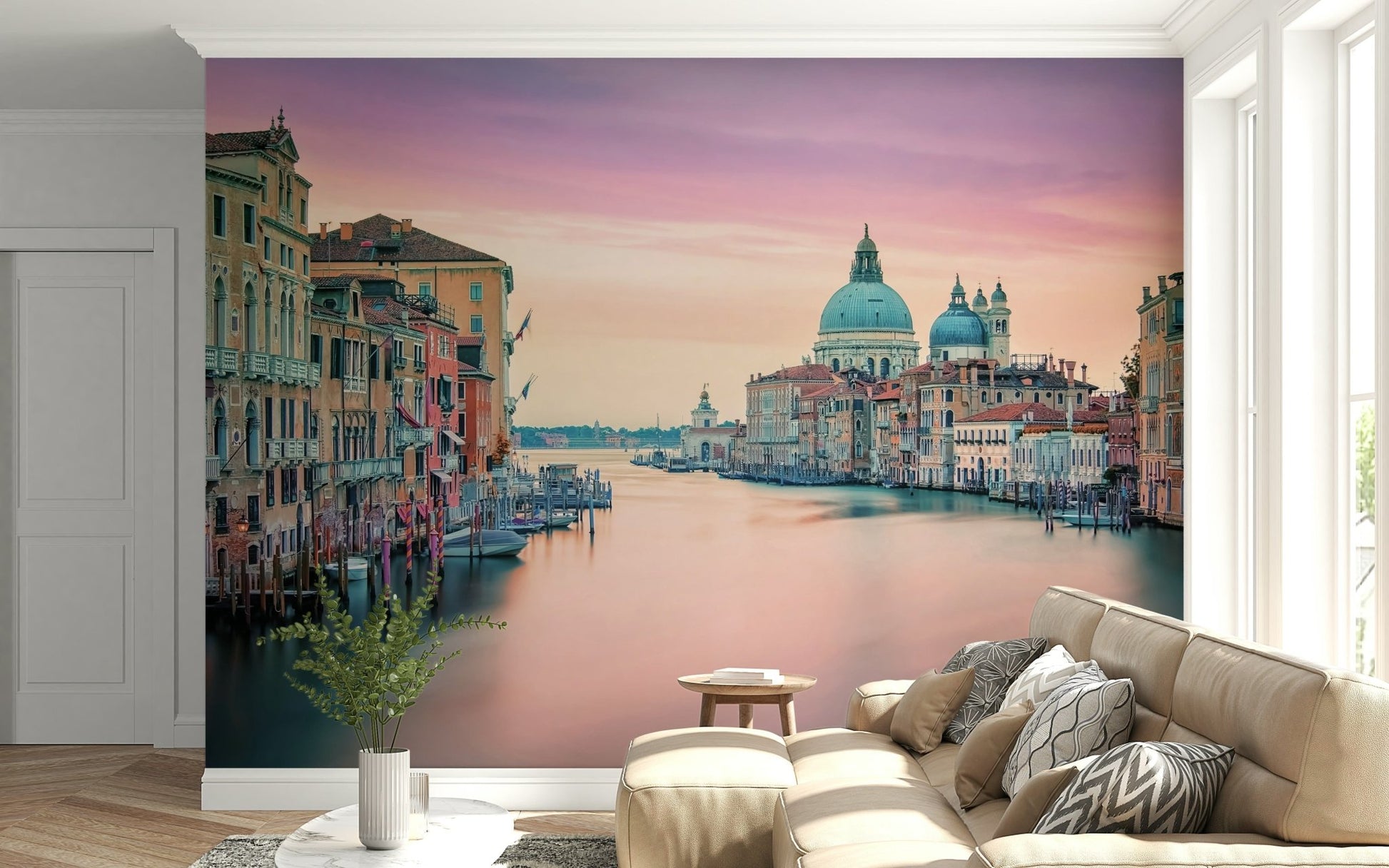 Grand Canal Dream Wall Mural, Venice canal view at sunset with dome.