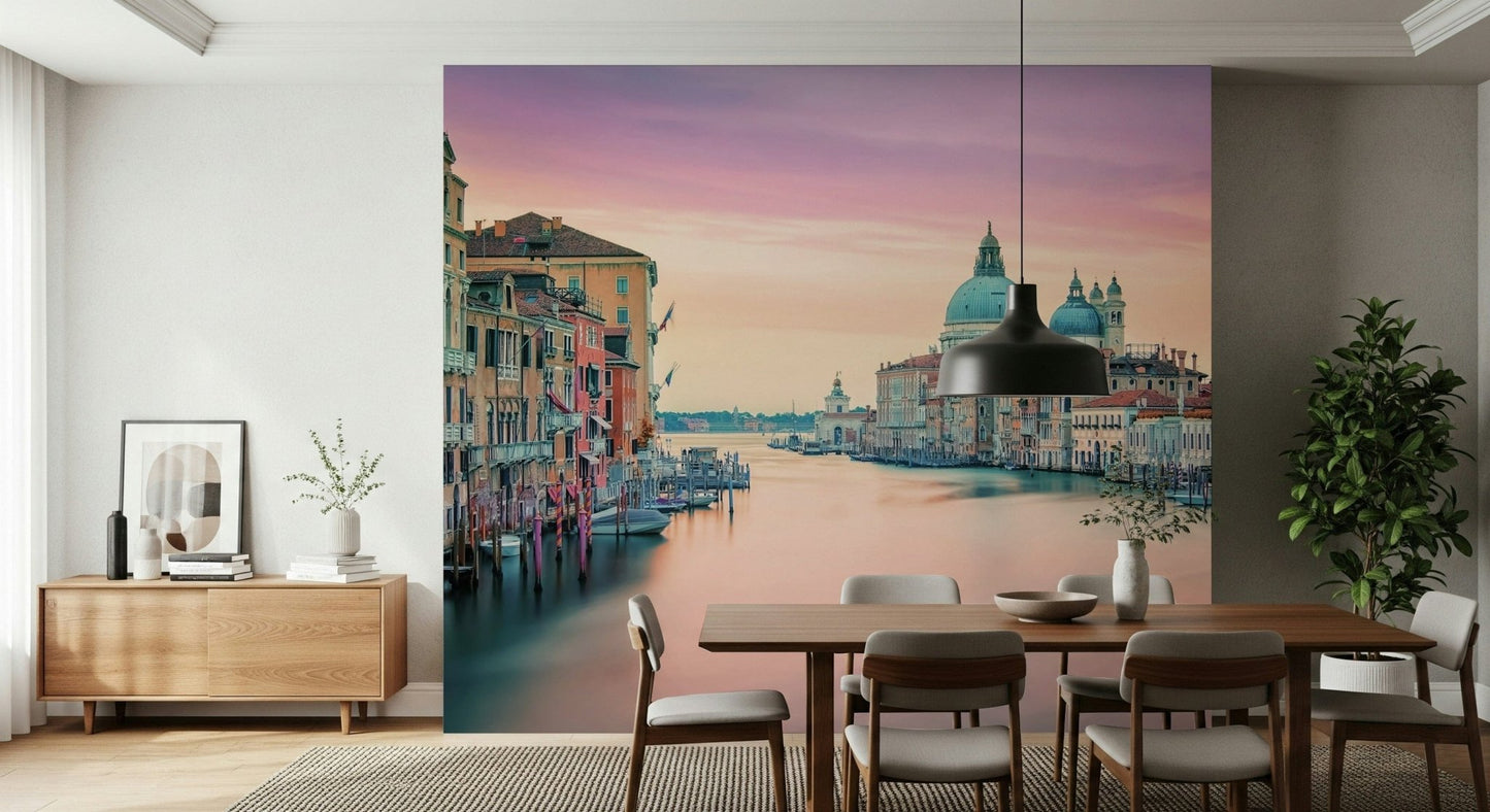 Long exposure water Grand Canal Dream Wall Mural, striking sunset mural.