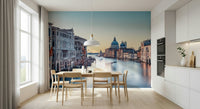 Calm water reflections in a Grand Canal Serenity wall mural for halls.