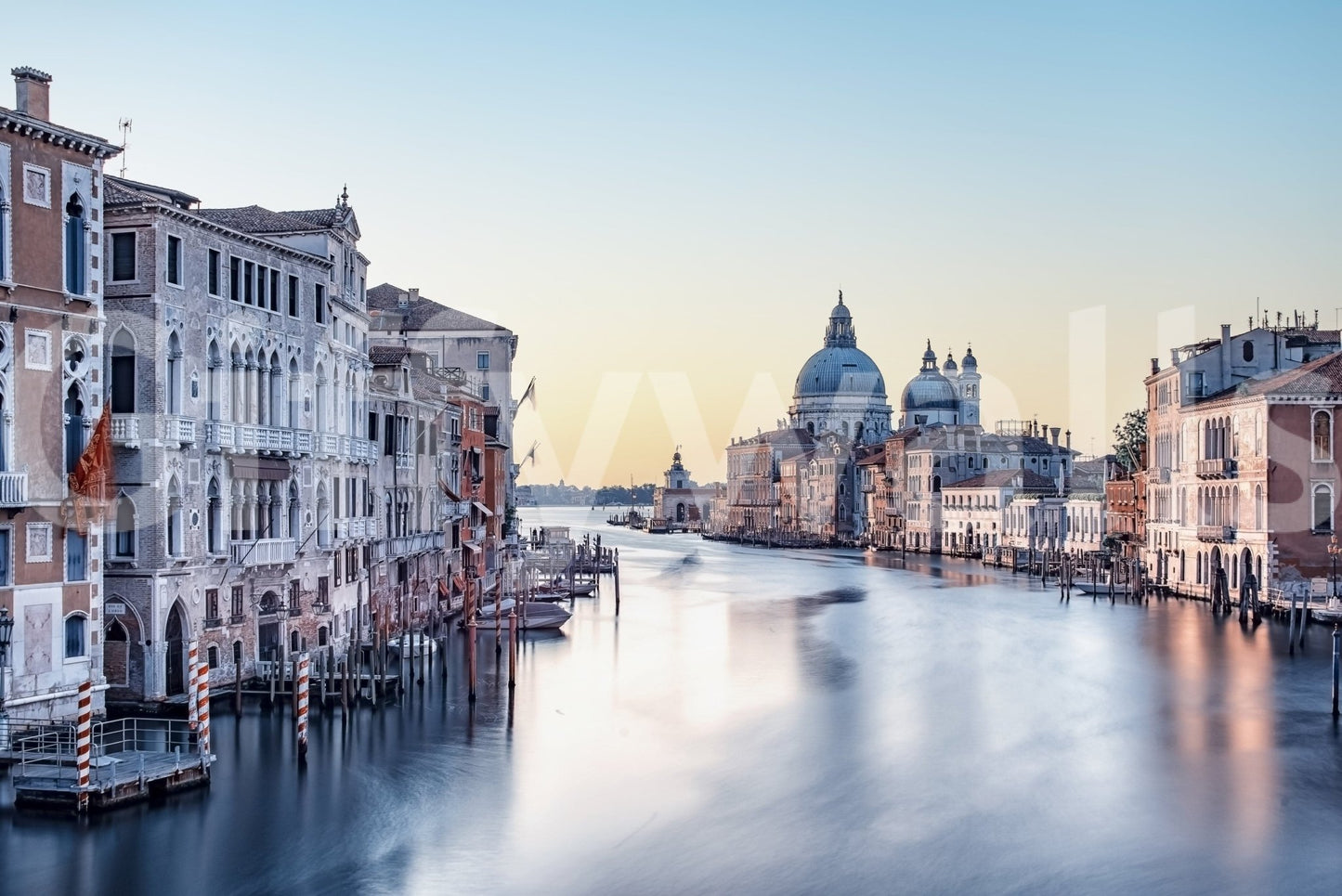 Grand Canal Serenity wall mural showcasing timeless stone masonry.