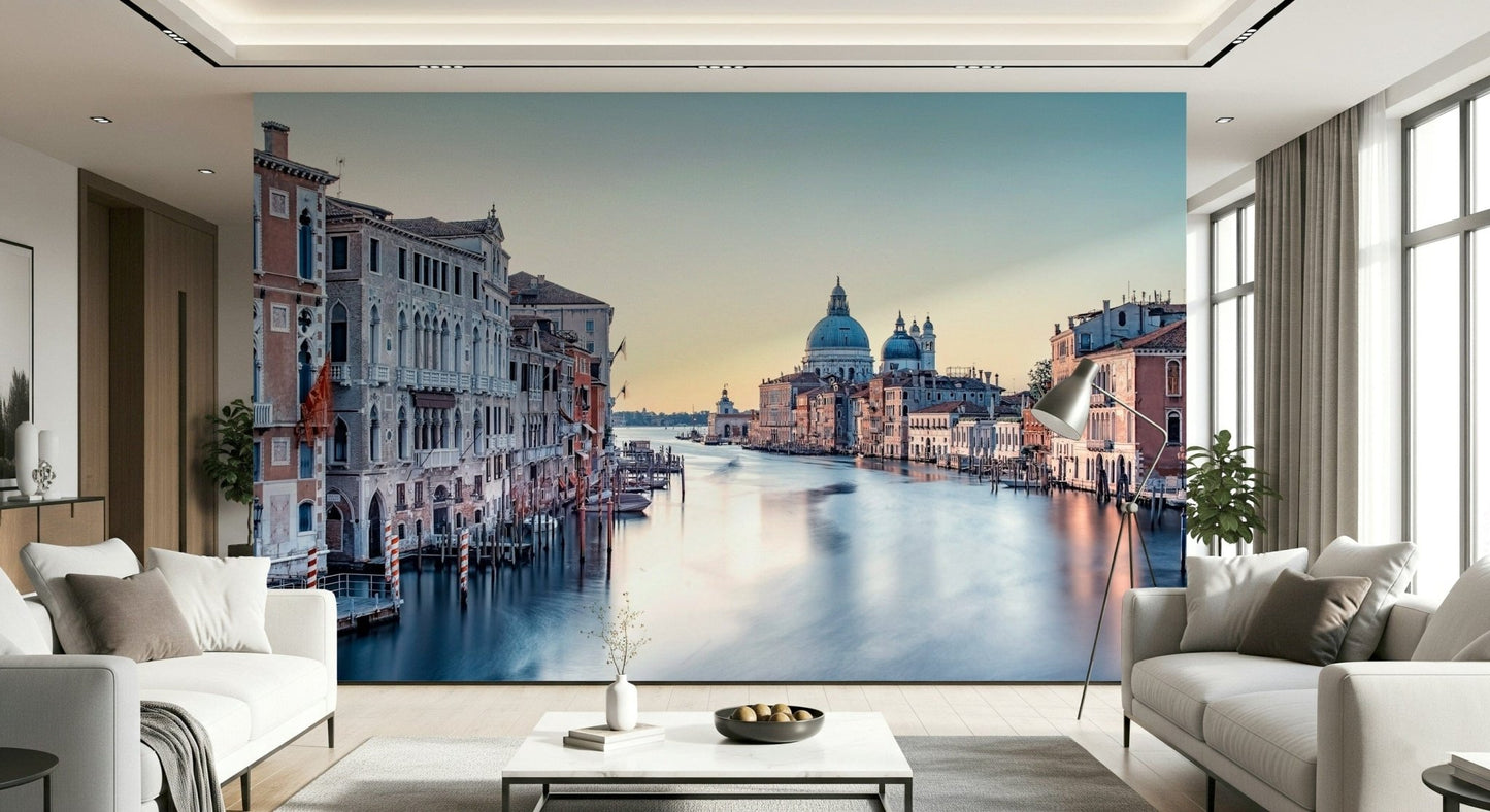 Grand Canal Serenity wallpaper featuring traditional boats and arches.