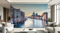 Grand Canal Serenity wallpaper featuring traditional boats and arches.