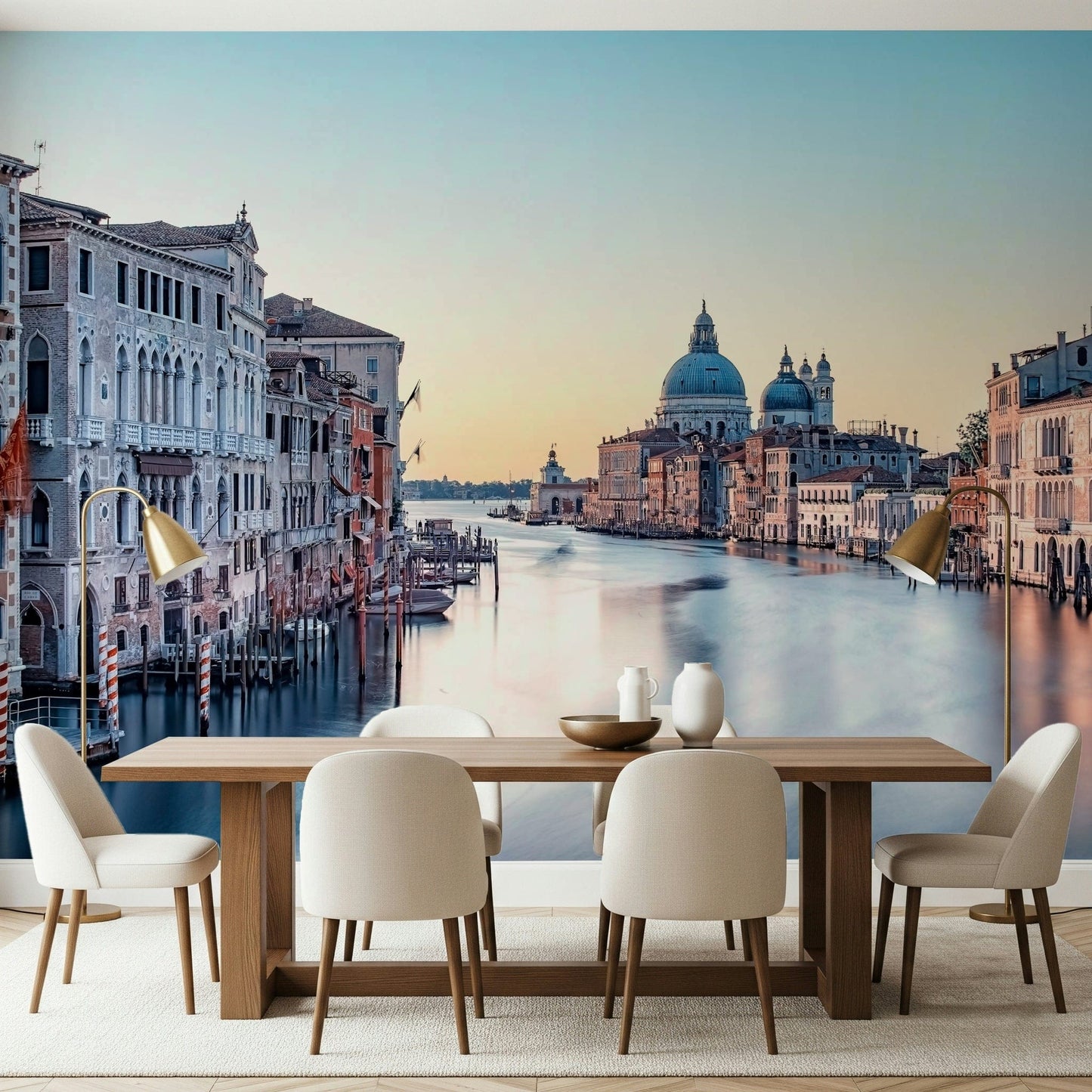 Grand Canal Serenity wallpaper for a relaxing vintage style lounge.