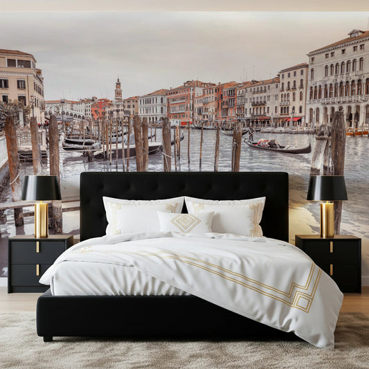 Bedroom with Grand Canal Vista Wall Mural and Venice canal view