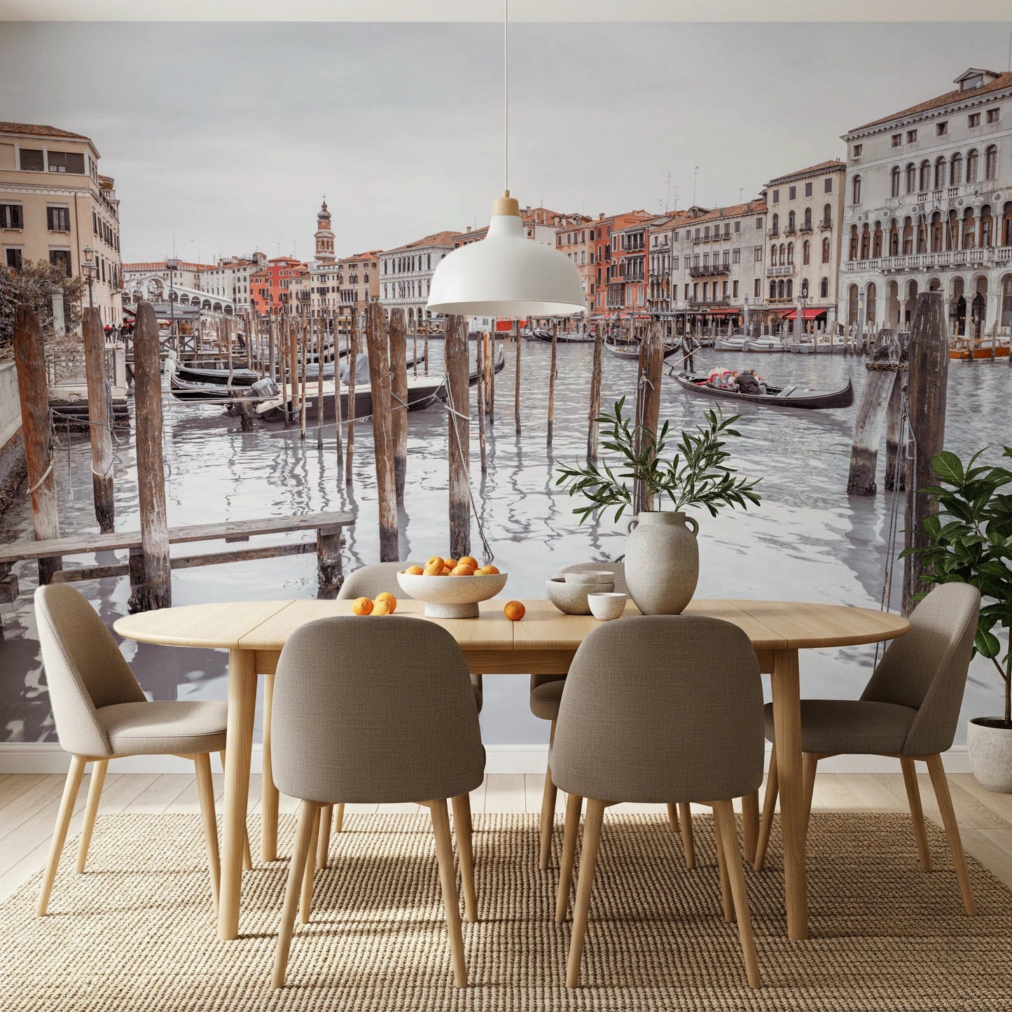 Grand Canal Vista Wall Mural with soft neutral architectural tones, GD8753