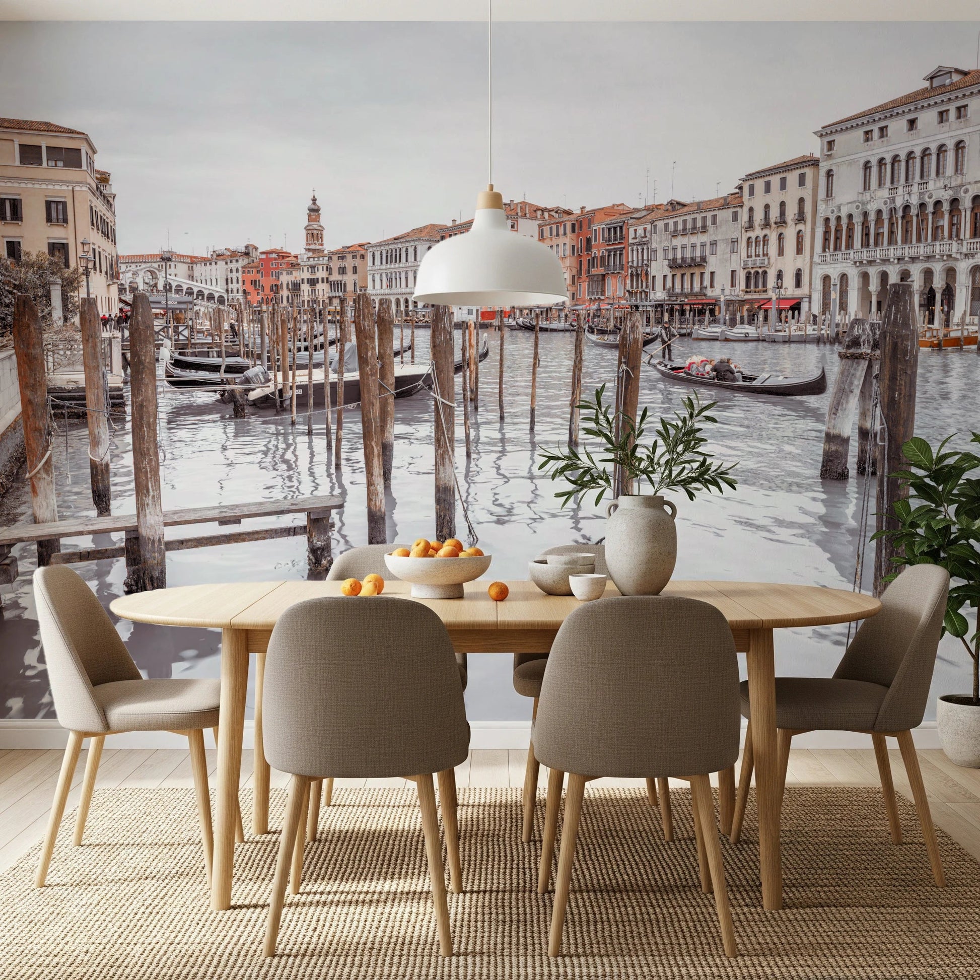 Grand Canal Vista Wall Mural with soft neutral architectural tones, GD8753