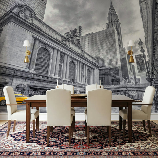 Urban landmark wallpaper in a bright apartment living space., GD7770