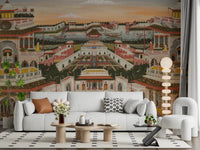 White sofa space opened by Grand Indian Palace & Royal Gardens Wall Mural