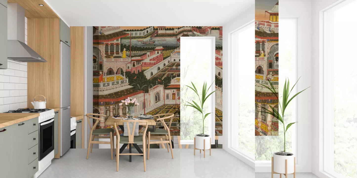 Kitchen entry view with Grand Indian Palace & Royal Gardens Wall Mural