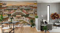 Dining nook framed with Grand Indian Palace & Royal Gardens Wall Mural