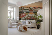 Airy Living room finished with Grand Indian Palace & Royal Gardens Wall Mural