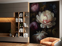 Dark and moody floral wall mural with gothic charm

