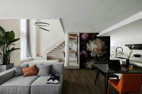 Dark floral wall mural for grandmillennial interiors

